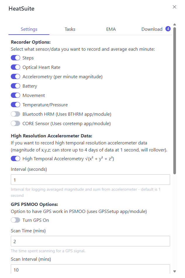 HeatSuite BangleApps Customizer Window